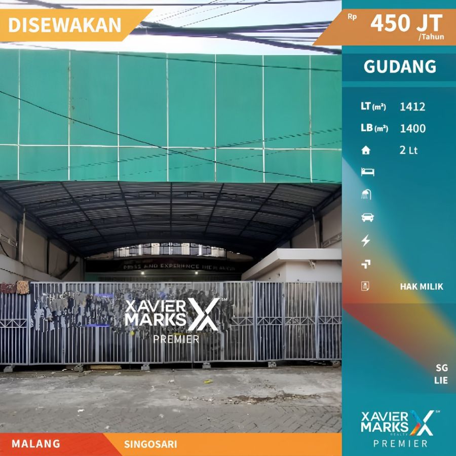 Disewakan Gudang + Kantor Strategis Nol Jalan di Singosari Malang