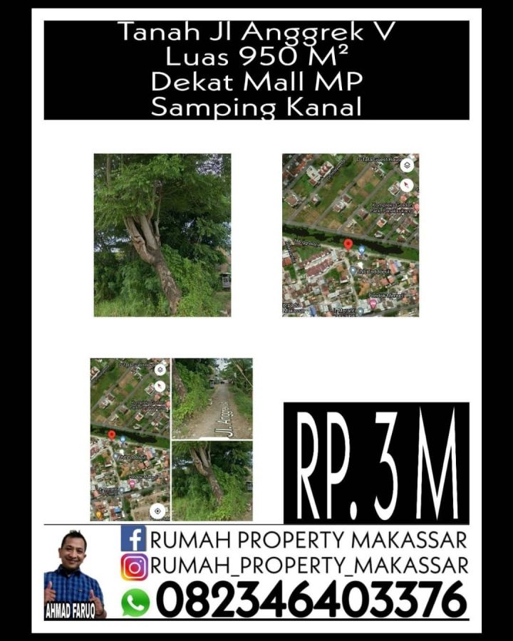 Tanah Jl Anggrek V Luas 950 M² Dekat Mall MP Samping Kanal