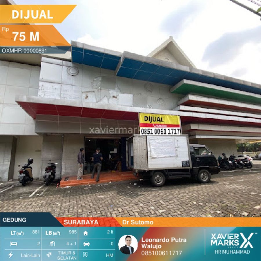 Bangunan Komersial Pusat Kota Surabaya Jalan Dr Sutomo Hook luas 881m2