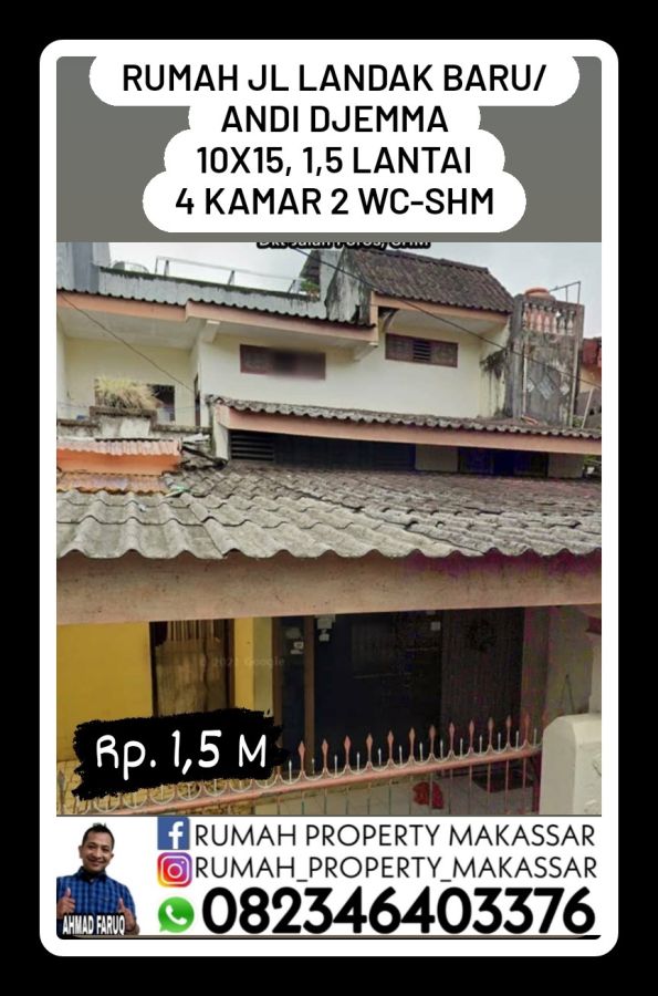 Rmh Jl Landak Baru/Andi Djemma 2 Lti 10X15 Kmr 4 WC 3 SHM Tengah Kota