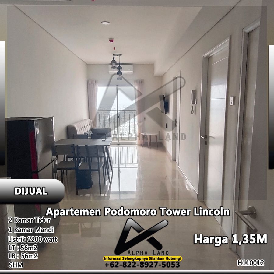 Dijual Unit Apartemen Podomoro Medan Lincoln Type 2 Bedroom