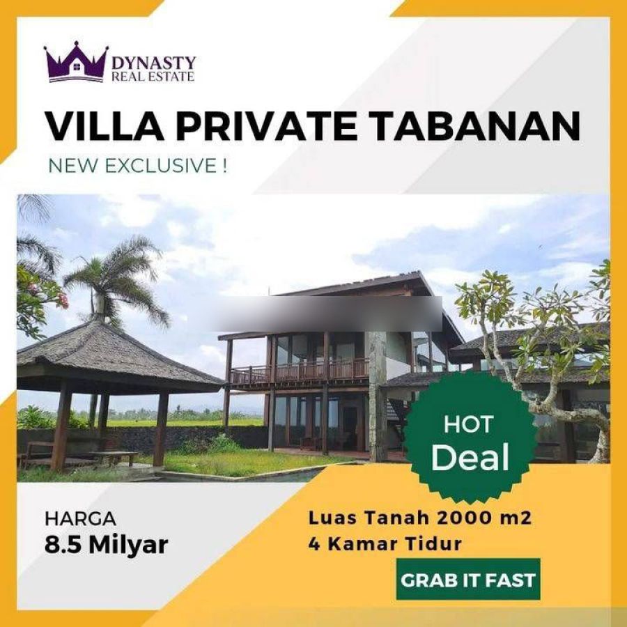 Dijual Private Villa Murah di Tabanan Dekat Pantai