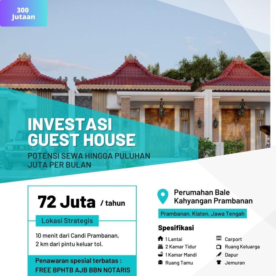 Rumah Nyaman Investasi Menguntungkan dengan Gaya Klasik di Prambanan