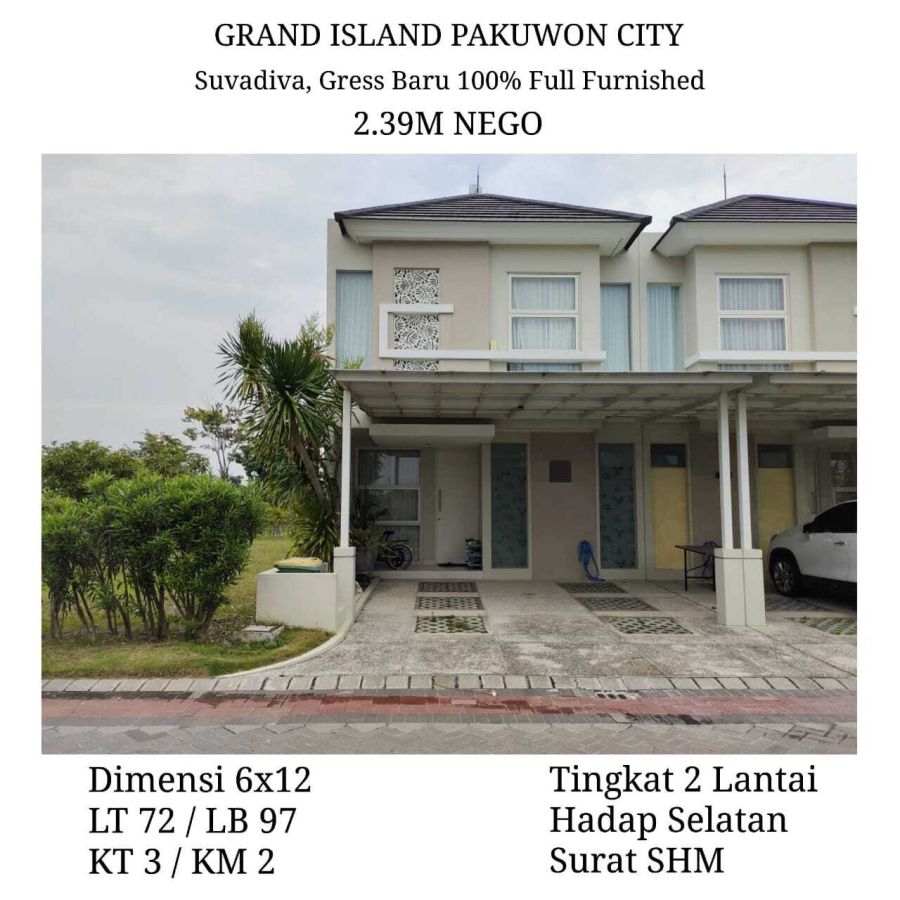 Rumah Siap Huni 2 lantai Pakuwon City Surabaya Full Furnished