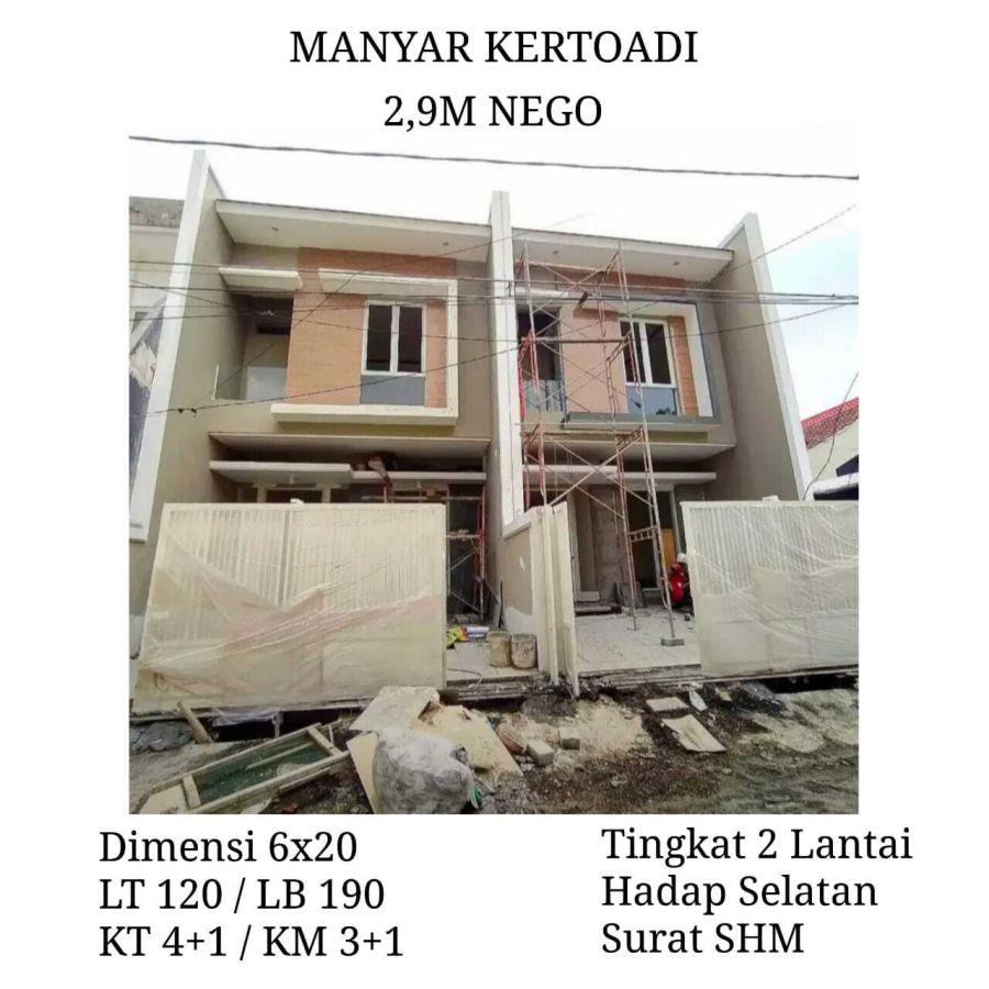 Dijual Rumah Baru Manyar Kertoadi Surabaya 2.9M Nego
