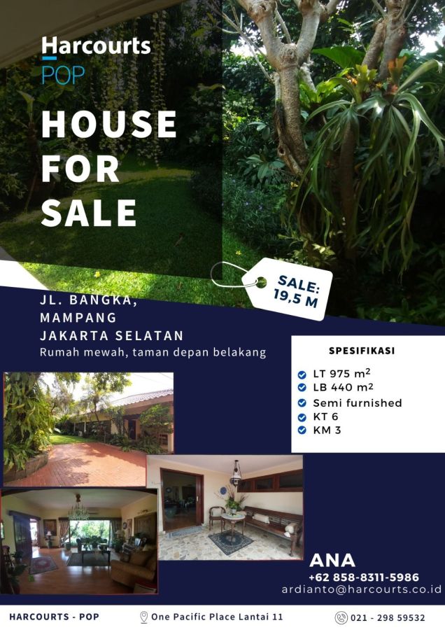 Dijual Rumah Mewah Taman Depan Belakang di Jakarta Selatan