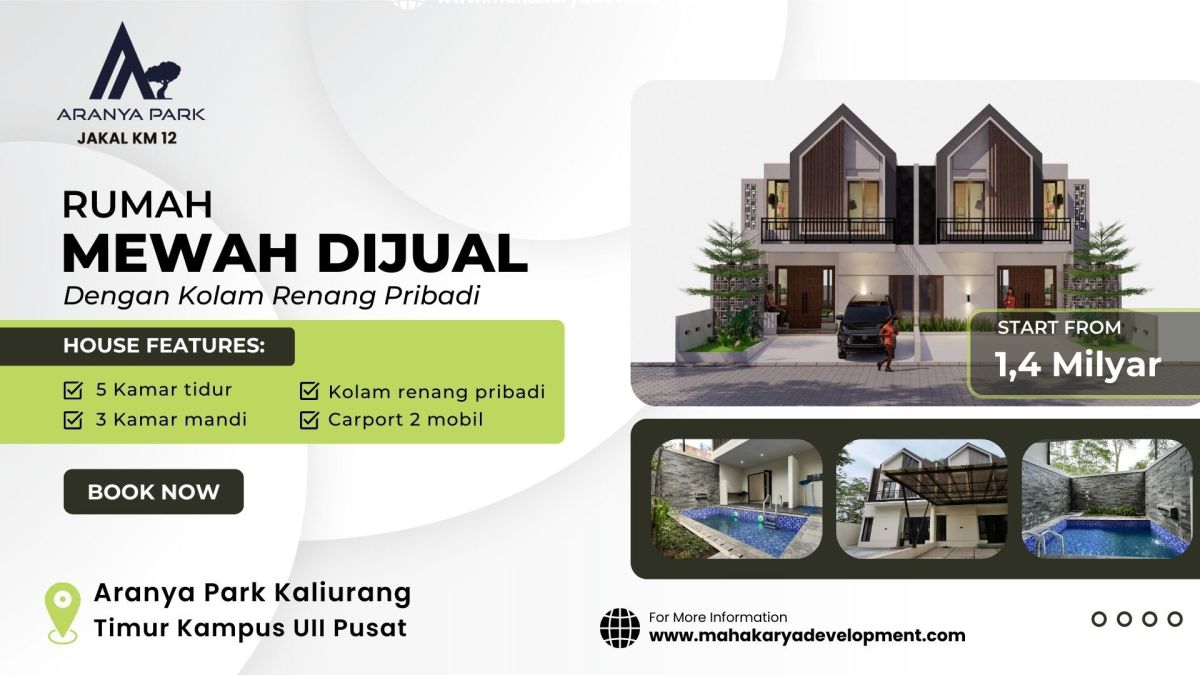 Rumah Mewah Dengan Kolam Renang Pribadi di Aranya Park Yogyakarta
