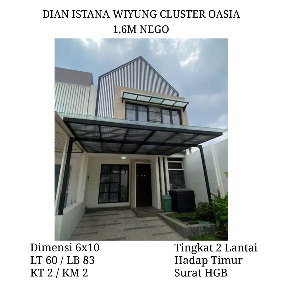 Jual Rumah Dian Istana Wiyung Cluster Oasia 1,6M NEGO Dkt Graha Family
