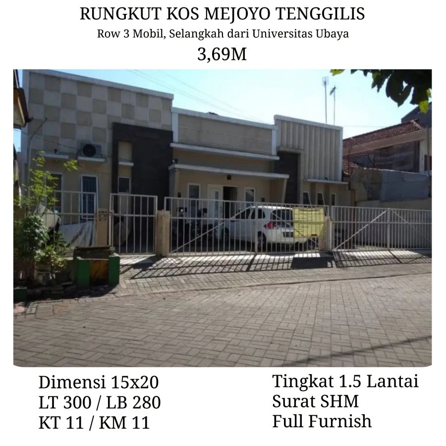 Rumah Kos Rungkut Mejoyo Surabaya Tenggilis dkt Ubaya Full Furnish SHM