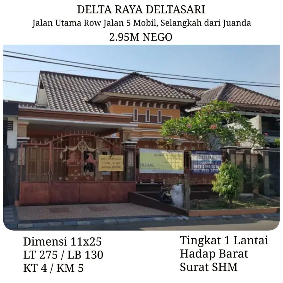 Rumah Raya Deltasari Waru Sidoarjo Jalan Besar dkt Bandara Juanda
