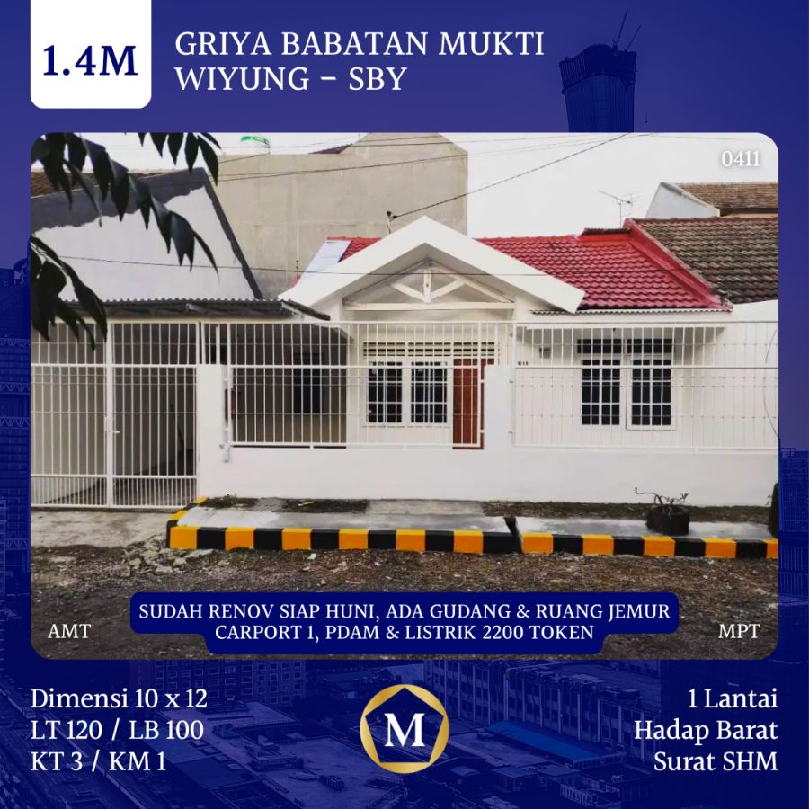 Jual Rumah Sudah Renov Siap Huni Griya Babatan Mukti Wiyung Surabaya