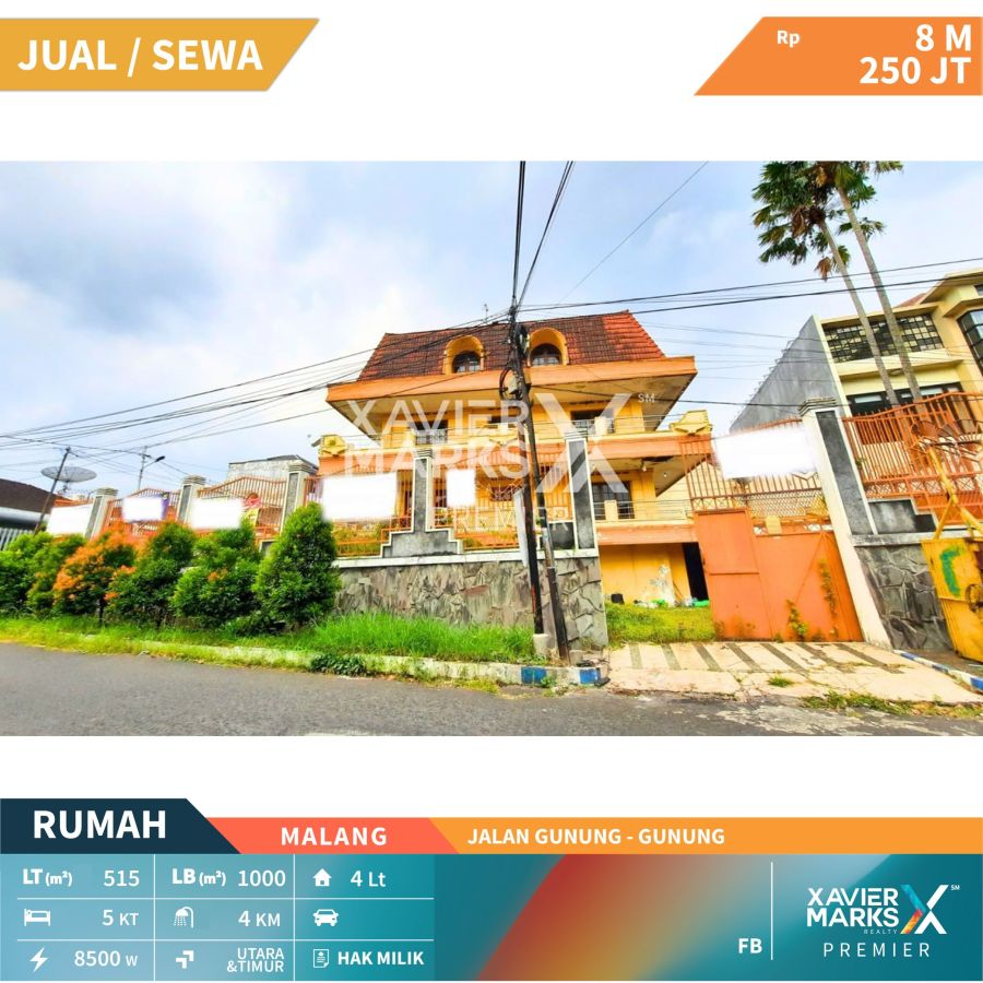 Dijual Rumah 4 Lantai Super Strategis jalan Gunung Gunung Kota Malang