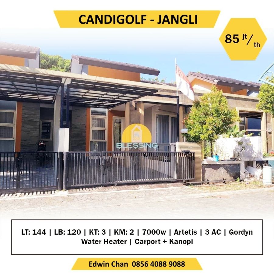 DISEWAKA Rumah Siap Huni Cluster Candigolf, Jangli, Semarang dekat Tol