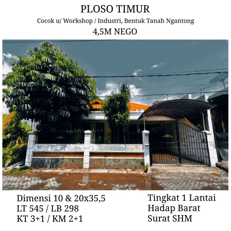 Rumah Ploso Timur Surabaya dekat Lebak Kenjeran Babatan Kapasan MERR